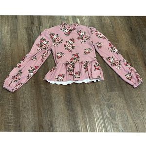 Grave Fame floral size Medium Pink Top Blouse Long Sleeve
